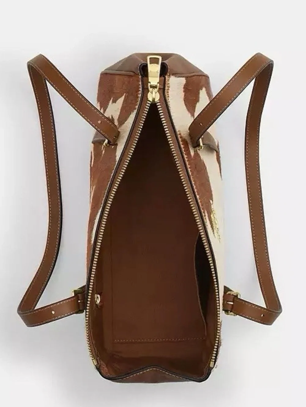NWT Coach Asher Shoulder Bag In Haircalf With Cow Print CDW46 Gold/Cow🎀